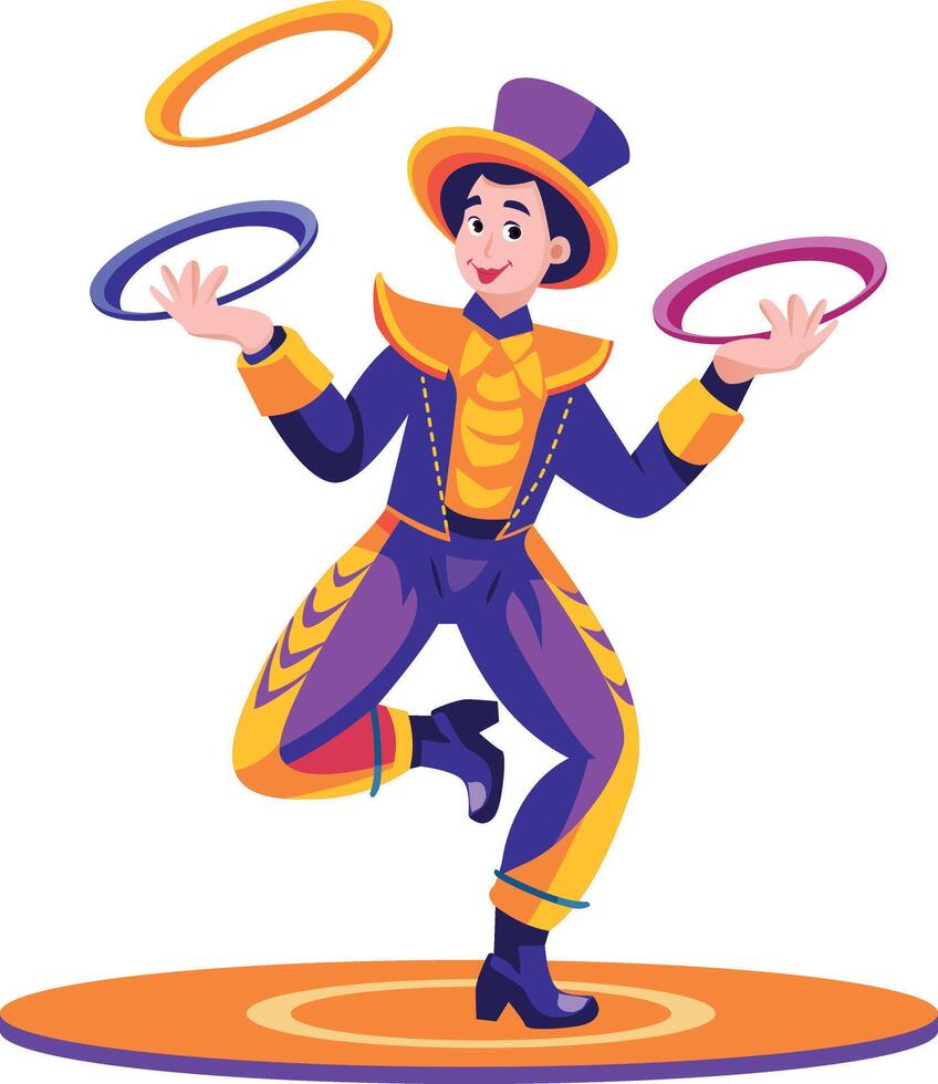 A flat illustration of circus plate spinner character vector
