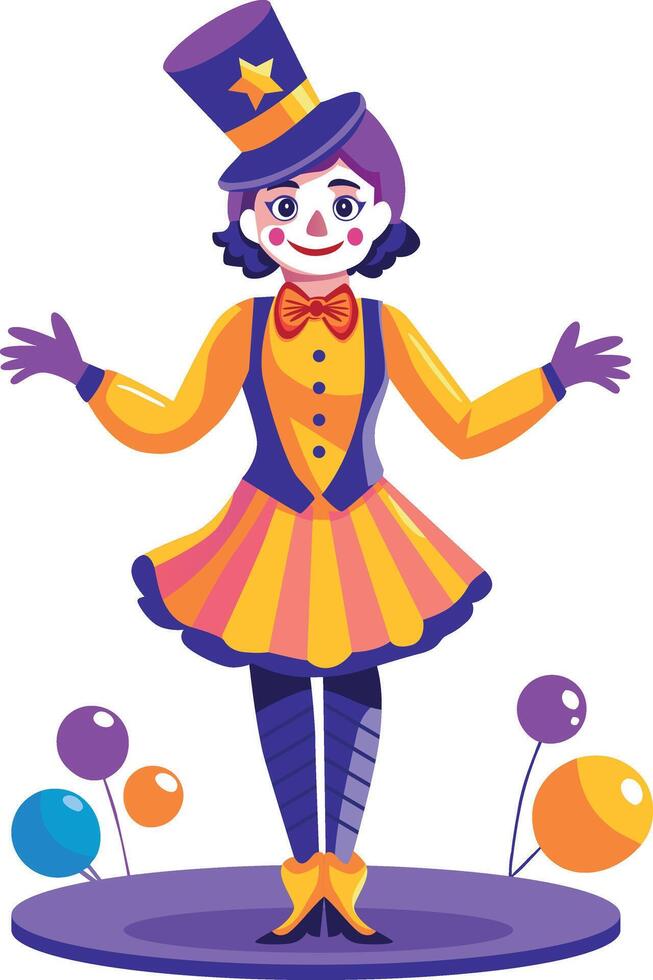 A flat illustration of a circus girl character vector