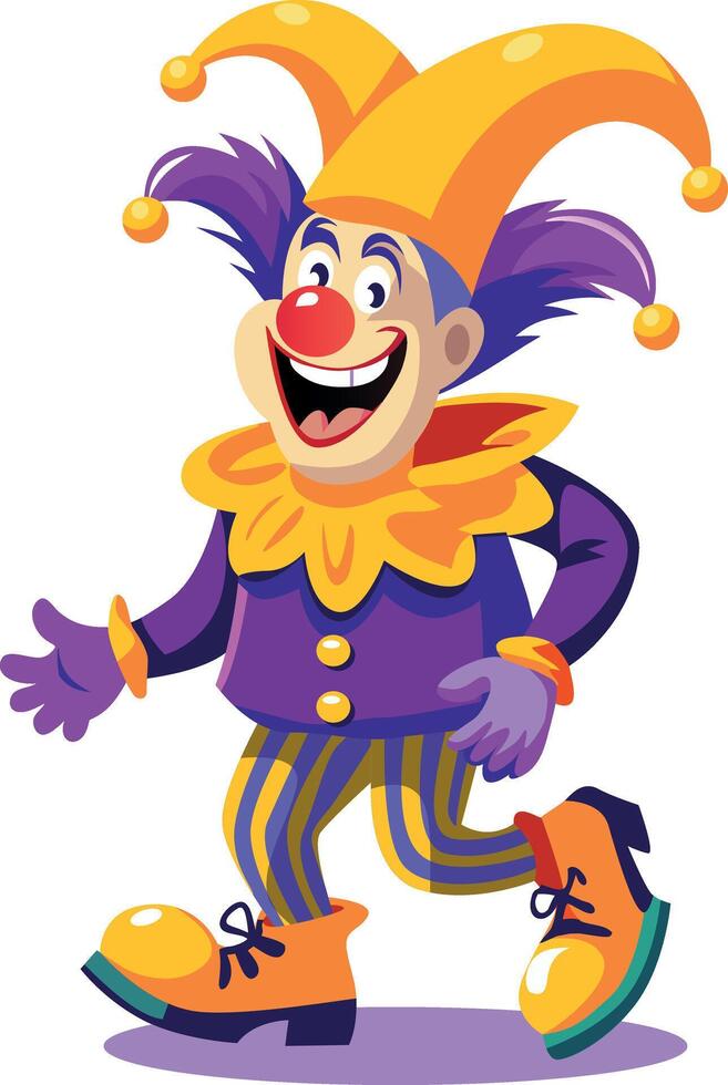 Funny circus jester illustration in flat style vector