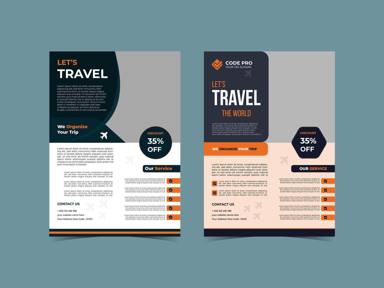 Simple minimalist travel agency flyer design vector
