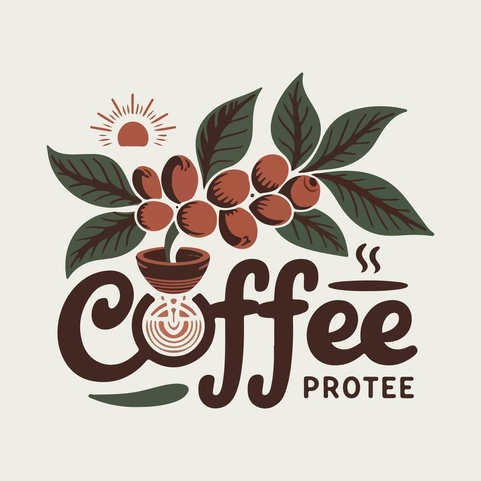 Coffee Beans Artistic Text Logo vector