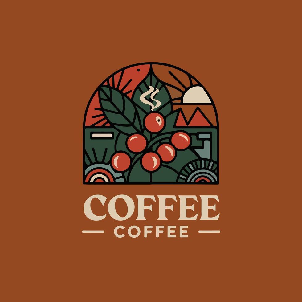 Artistic Coffee Beans Window Logo vector