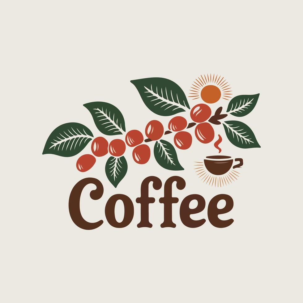 Minimal Coffee Leaves Design Emblem vector