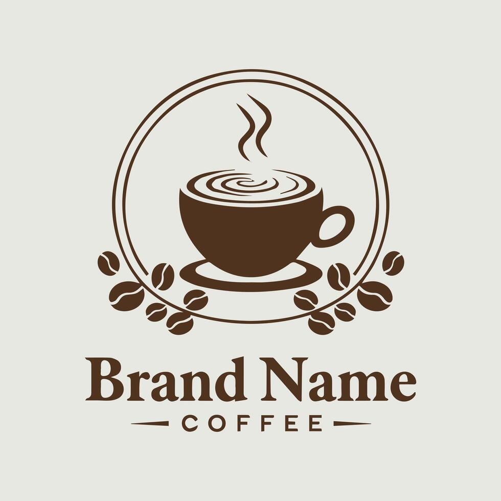 Rustic Coffee Bean Leaf Badge vector