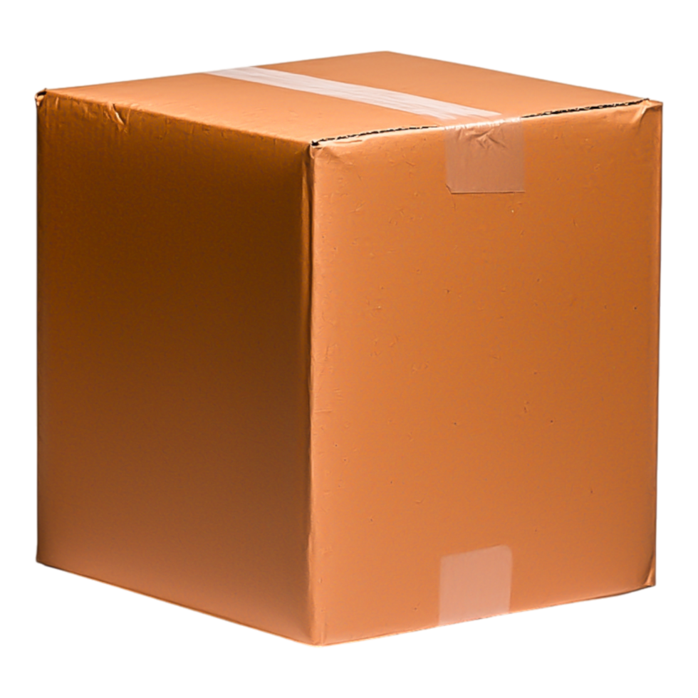 Brown cardboard box isolated on white background for packaging use png