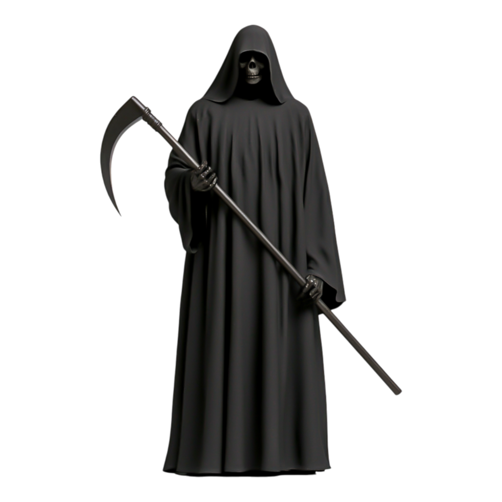 Grim Reaper in Black Cloak with Scythe png