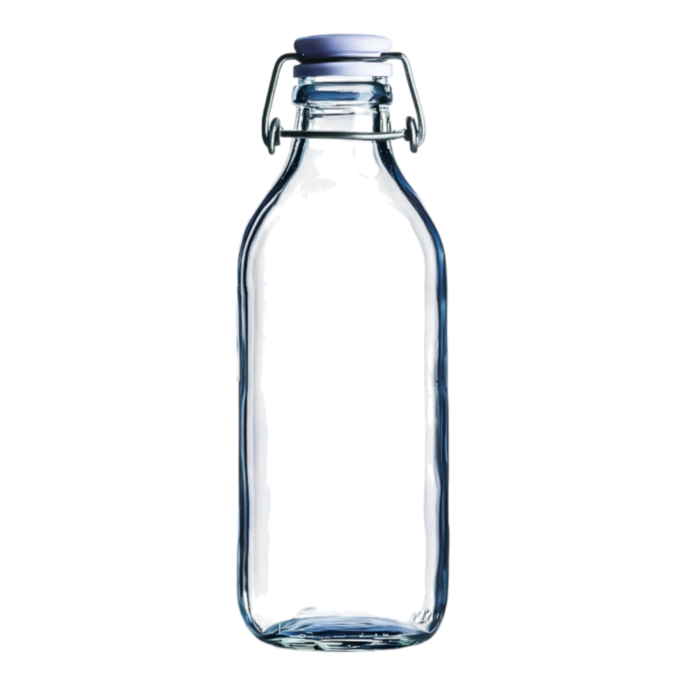 Clear Glass Bottle with Metal Lid for Beverage Storage and Display png