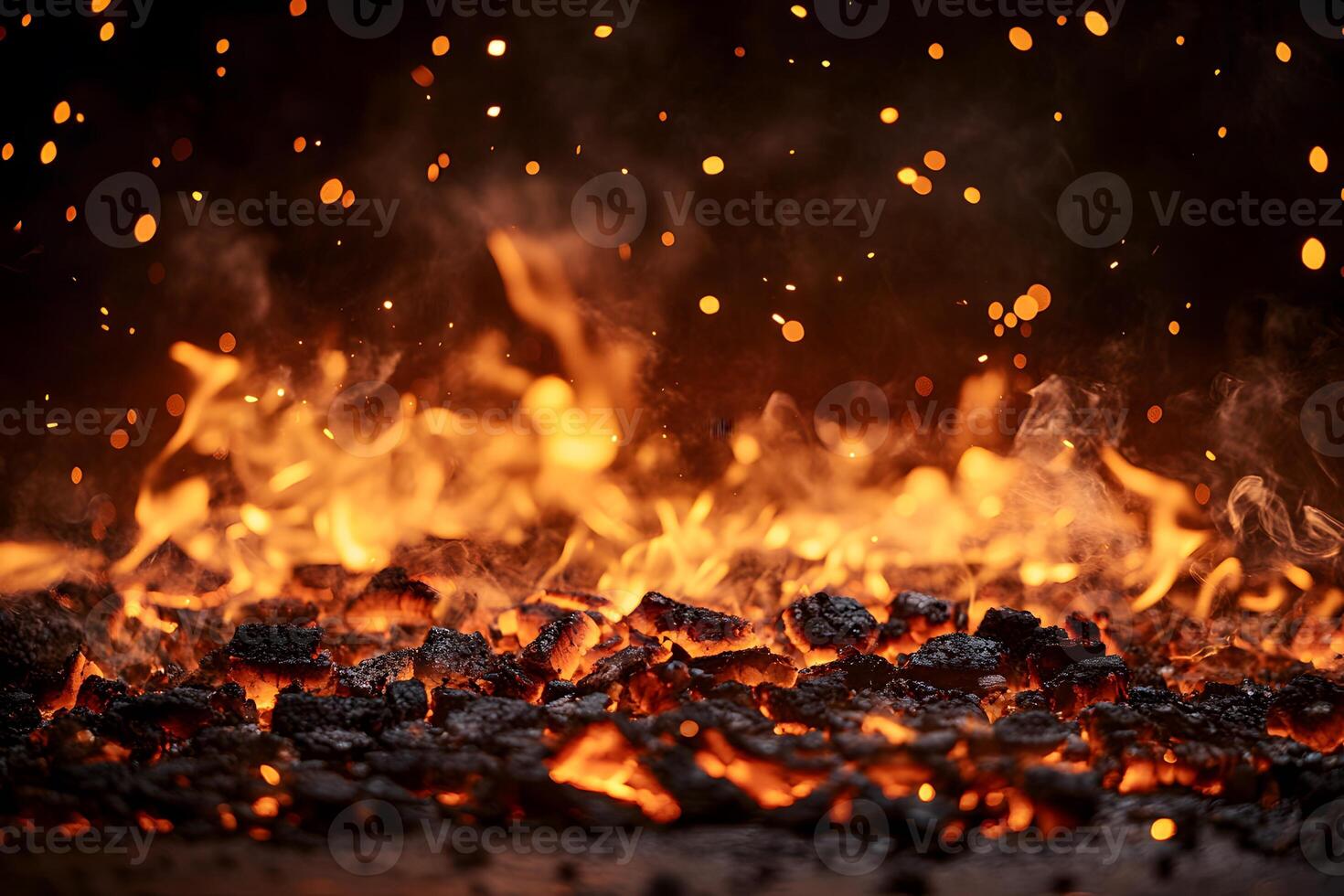 A close up of a fire with sparks flying photo