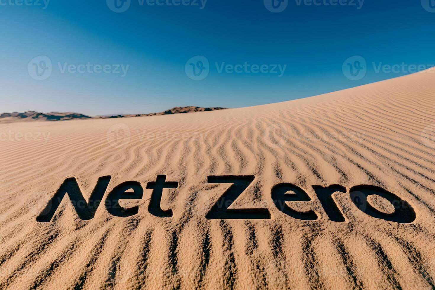 Net Zero in the Desert A stark and powerful visual message written in the sand photo