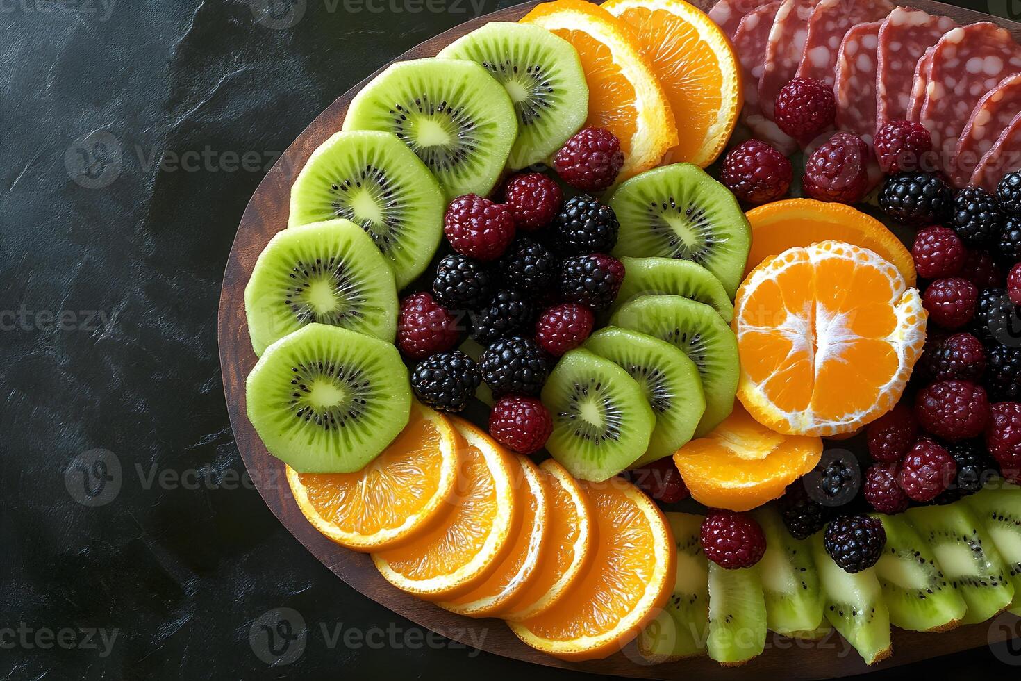 A platter of fruit and meat photo
