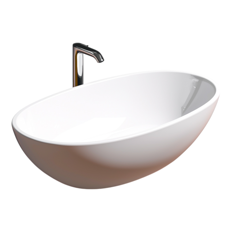Luxurious Modern Oval Bathtub with Sleek Faucet Design png