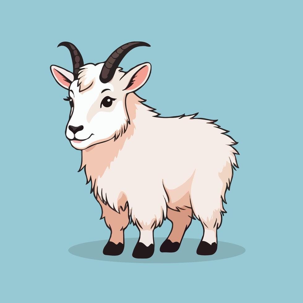 Cartoon goat standing on a blue background vector