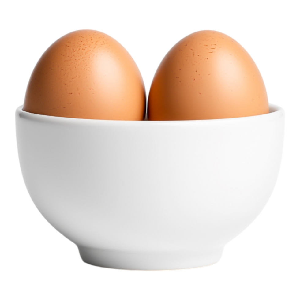 Fresh Brown Eggs in a White Bowl on a Clean Kitchen Surface png