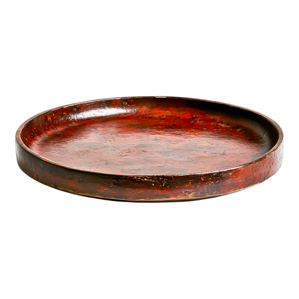 Deep Red Decorative Plate with Rustic Texture for Home Decor png