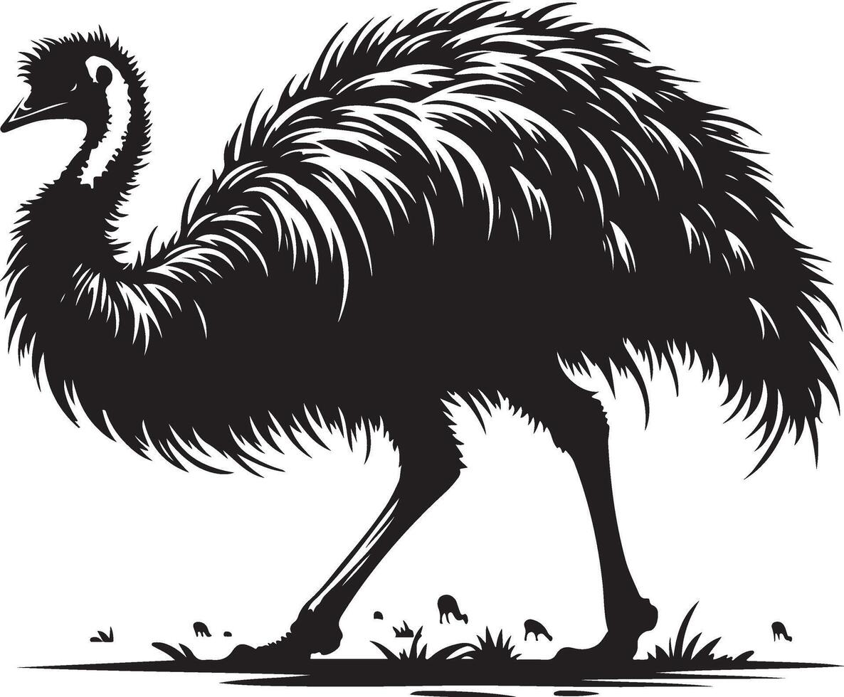 Emu bird style silhouette vector