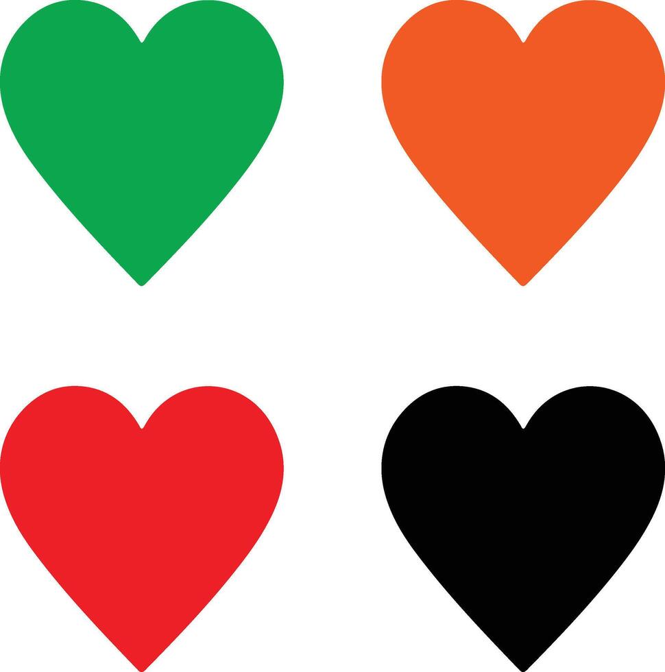 Simple love hearts shape illustration in red and black. vector