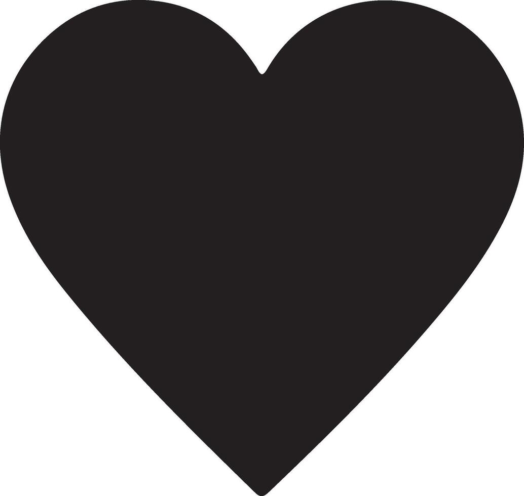 Black heart shape simple design and flat silhouette. vector