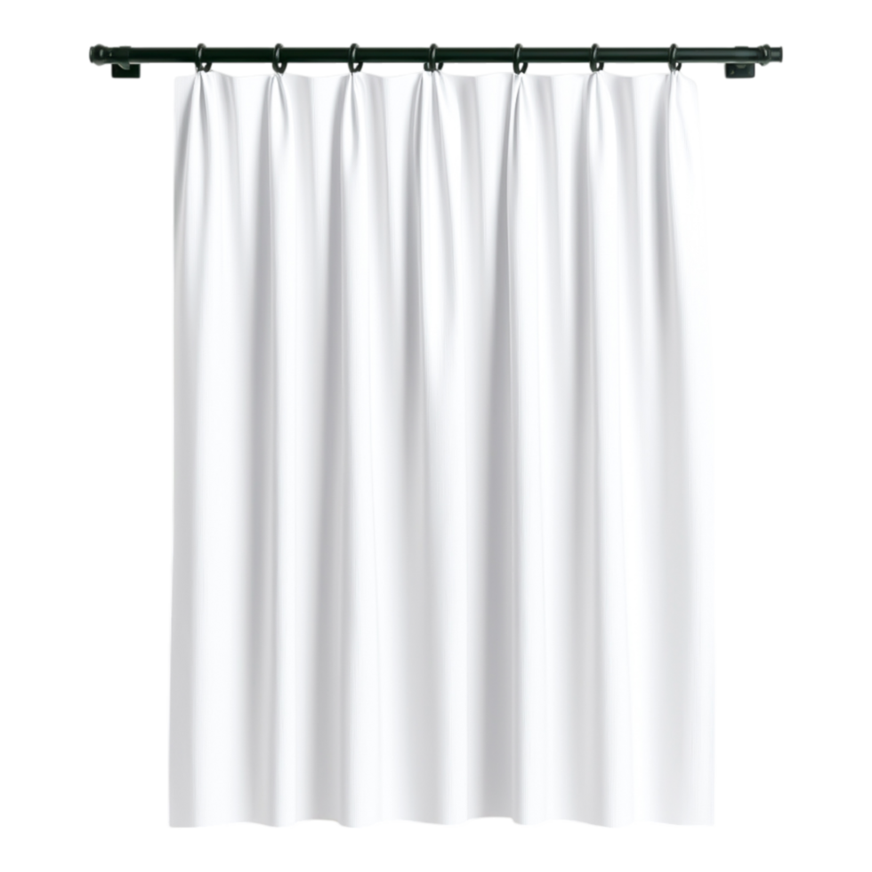 Elegant White Curtain Draped on Rod, Soft Texture and Bright Fabric png