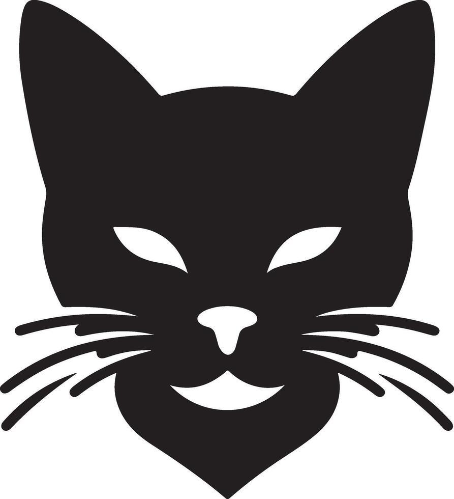 Black cat head silhouette minimalist design. vector