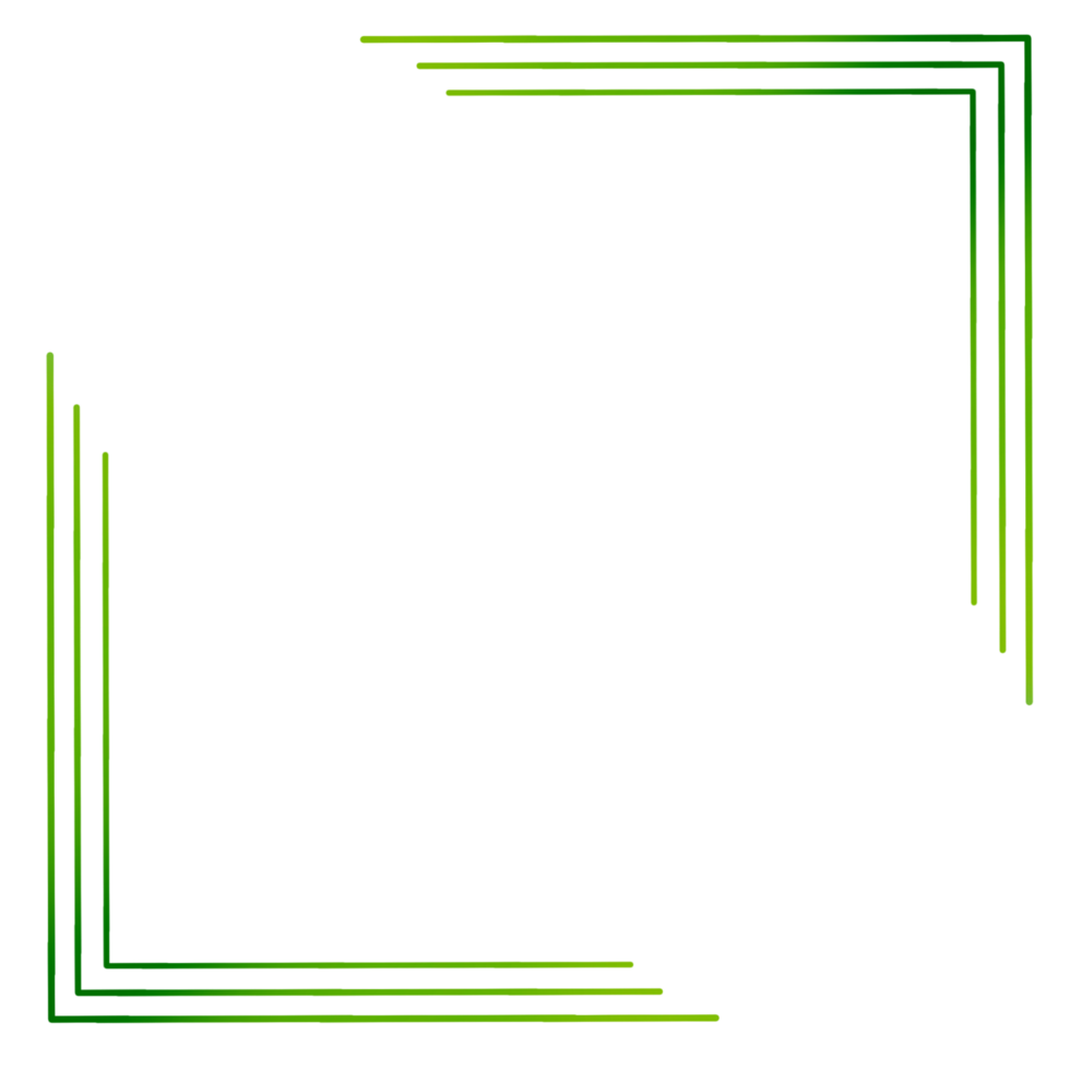 Green square corner border on a transparent background png