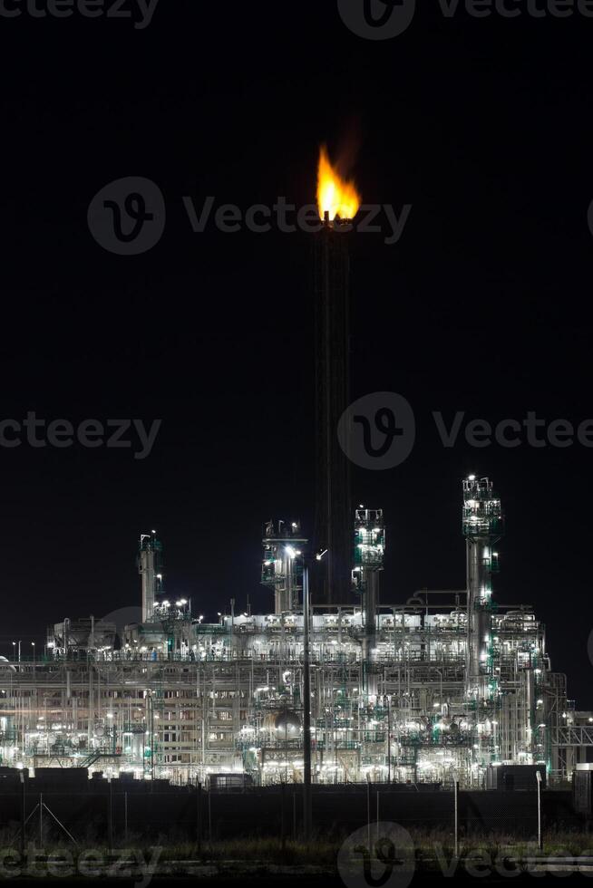 Night View of an Oil Refinery Plant photo