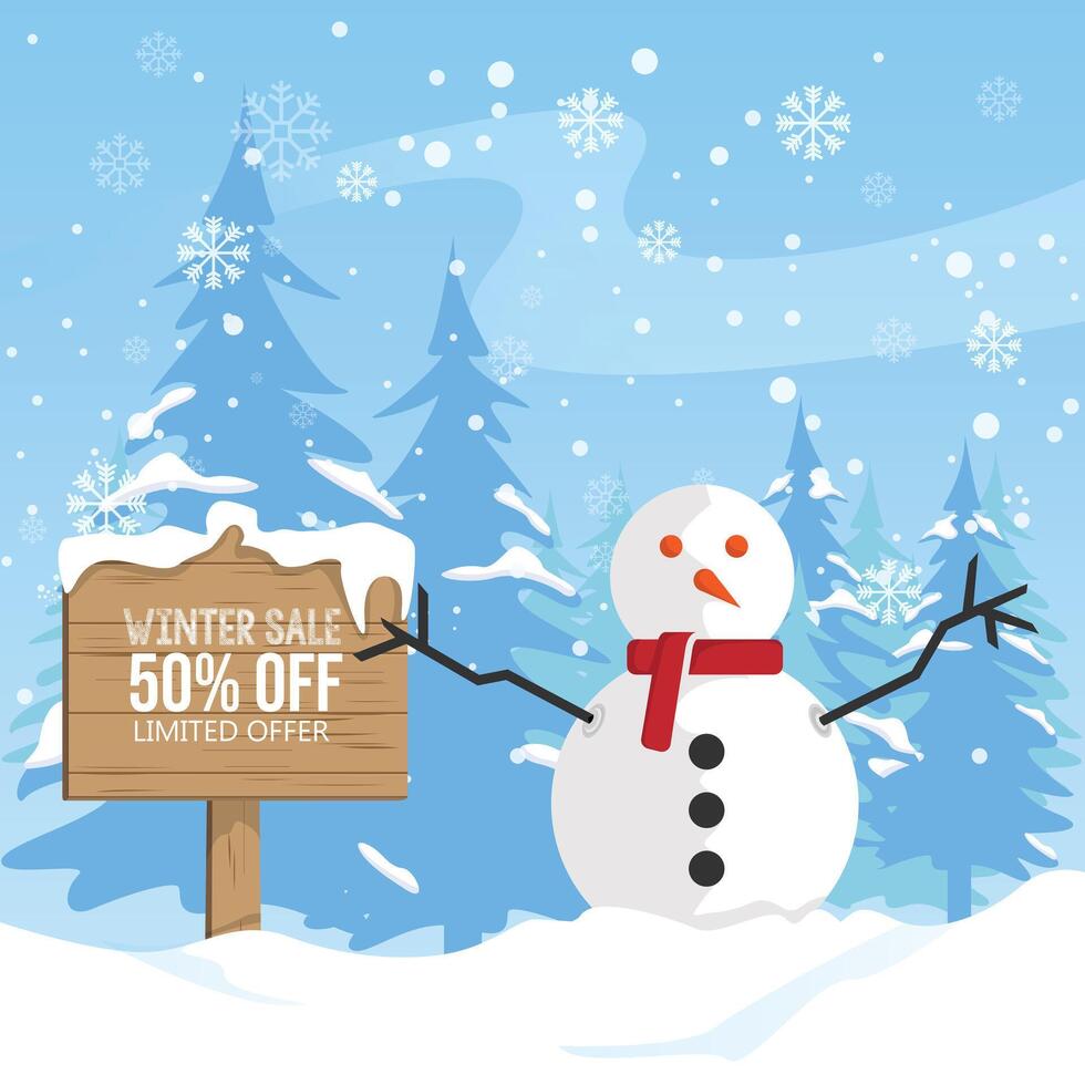Winter sale poster design template vector