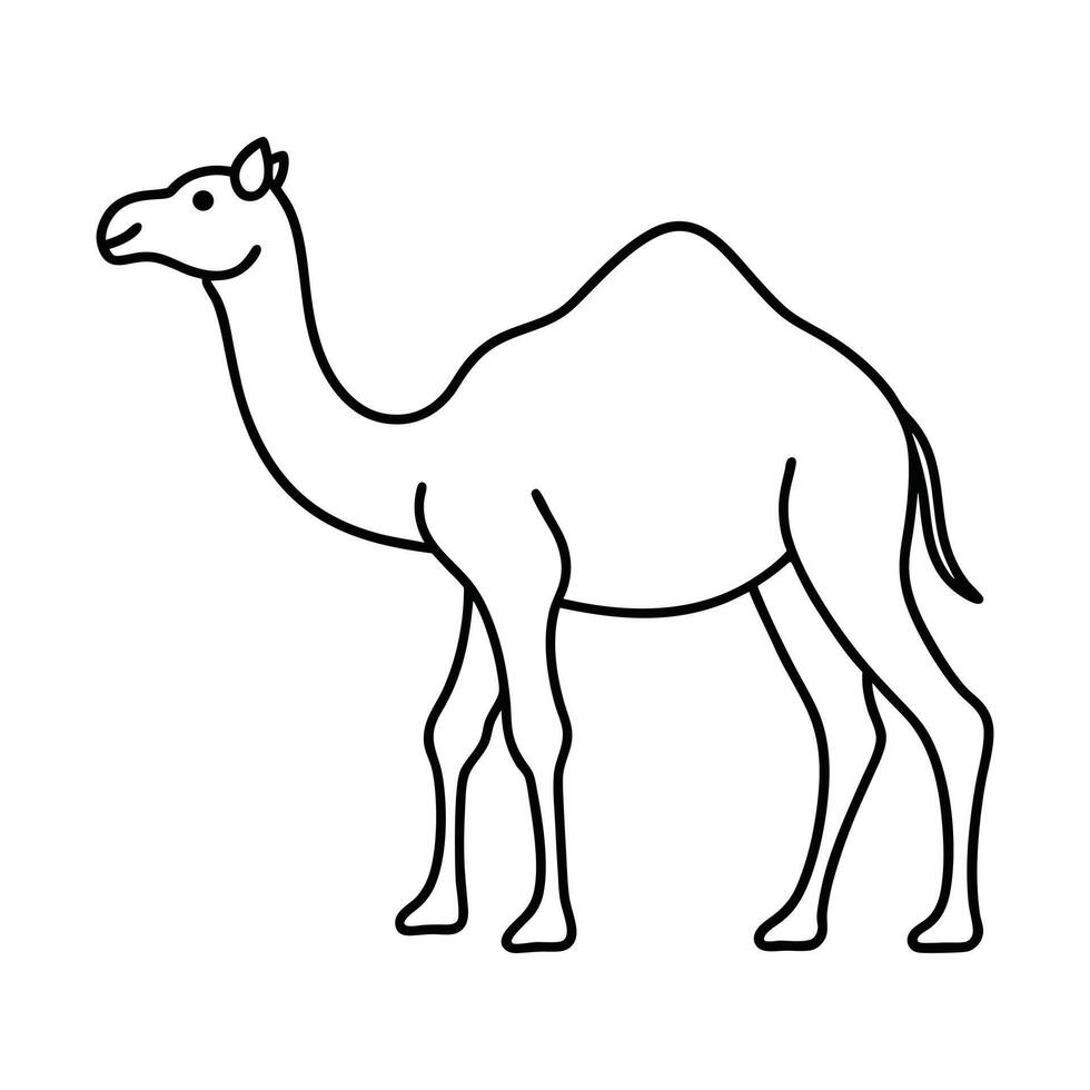 Simple Camel Outline Black and White Icon Illustration. vector