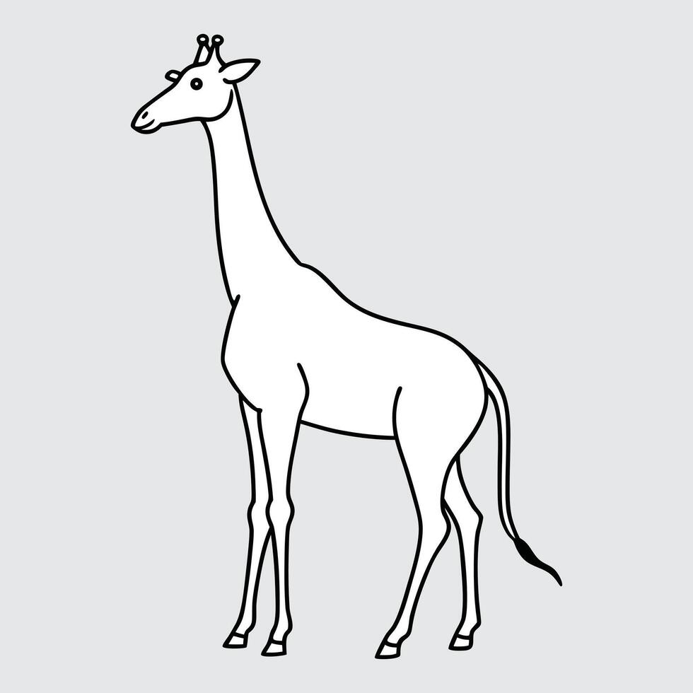 Giraffe Sketch Single Line Drawing Black Outline for Kids' Coloring Book Pages. vector