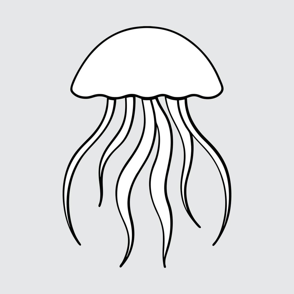 Jellyfish Line Art Simple Icon Illustration Design. vector