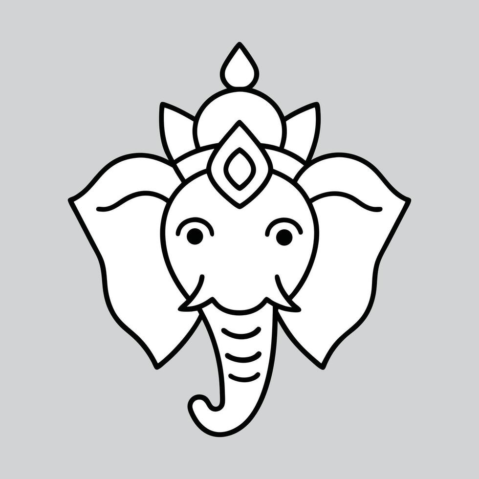 Stylized Ganesh God Line Drawing Sacred Icon. vector
