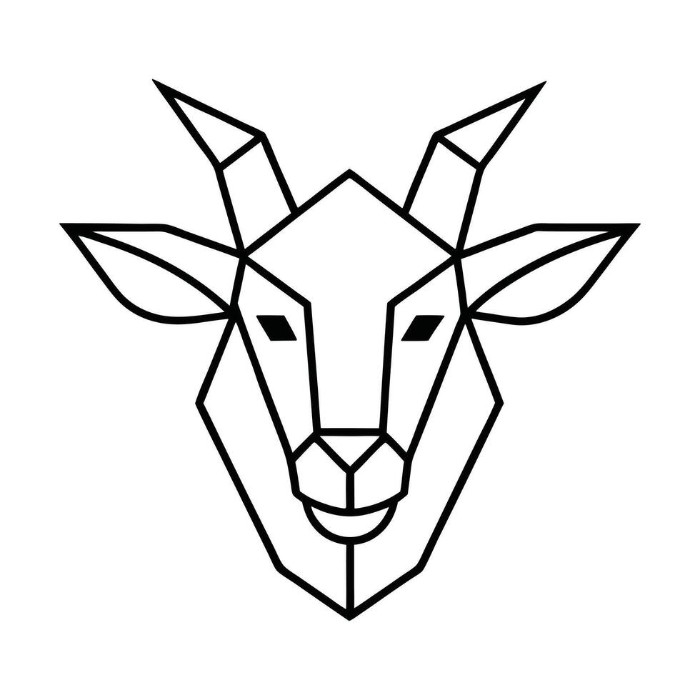 Goat Head Geometric Line Art Minimalist Icon Design. vector