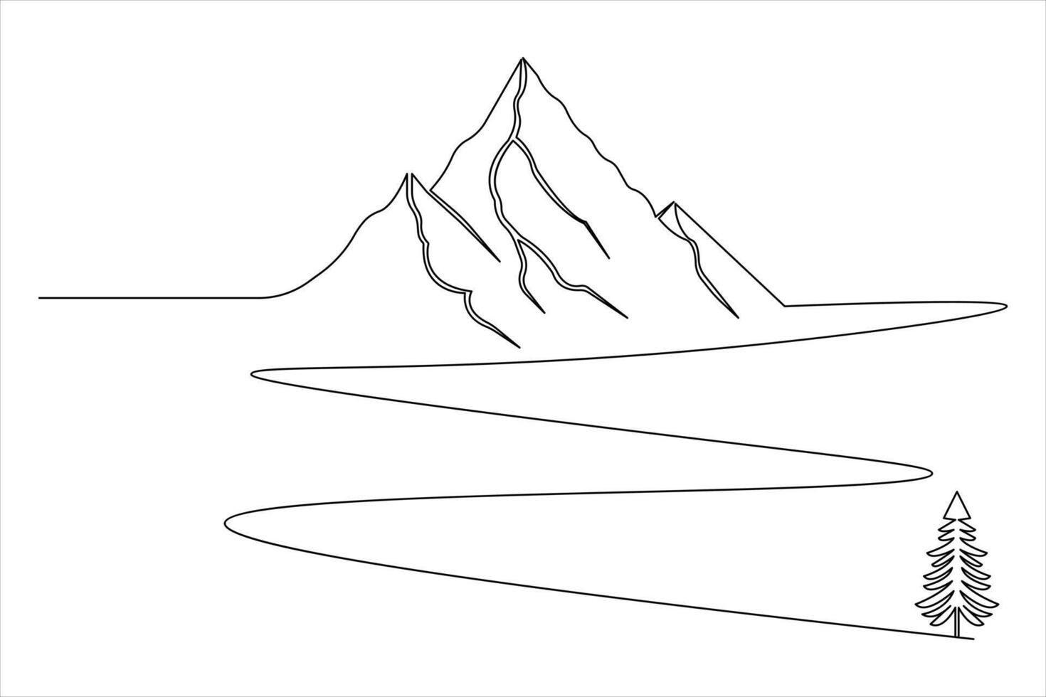 Mountain one line drawing vector