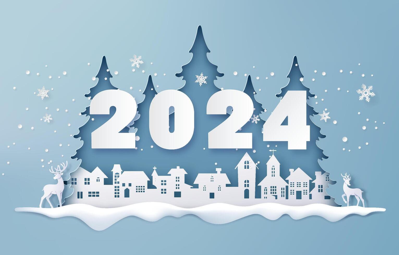 Merry Christmas and Happy New Year with winter vector