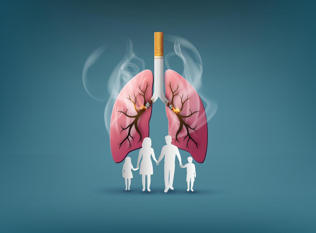 no smoking and World No Tobacco Day wth family vector