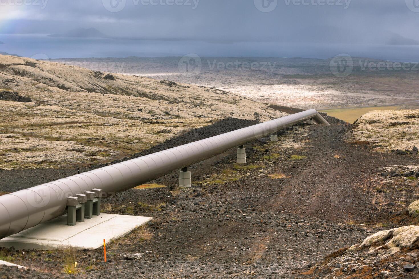 Industrial Pipes at a Geothermal Station in Iceland photo