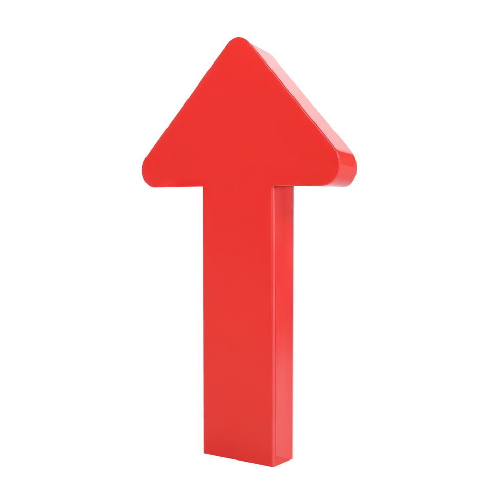 3d red arrow up on transparent background png