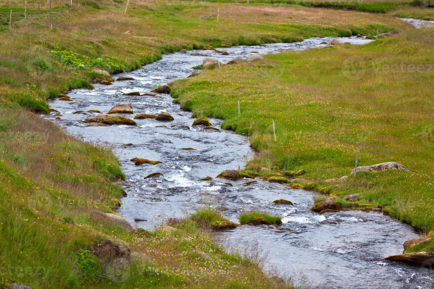 Iceland Landscape with Small River Stream photo