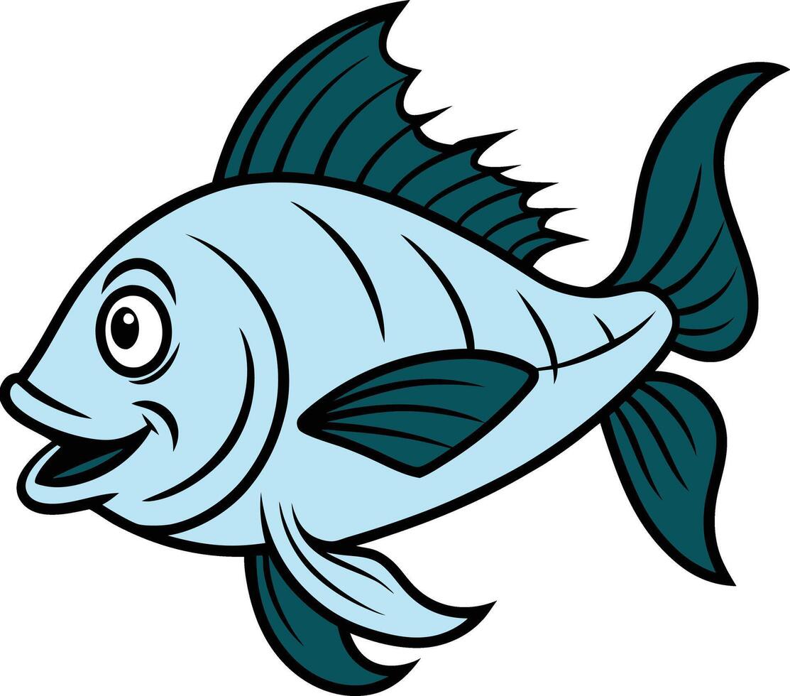 line art Cartoon fish vector