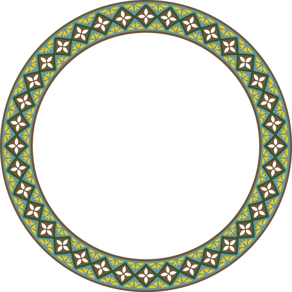 colored round classic renaissance ornament. Circle, ring, european border, revival style frame vector