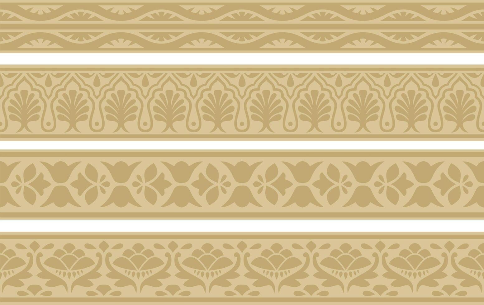 gold seamless national Indian ornament. endless border, ethnic hindu frame. Mumbai vector