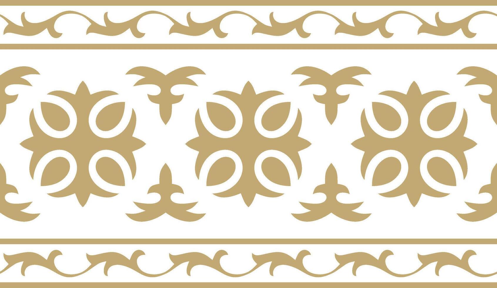 golden seamless Kazakh national ornament. Ethnic endless pattern of the peoples of the Great Steppe, Mongols, Kyrgyz, Kalmyks, Buryats. circle, frame border. vector
