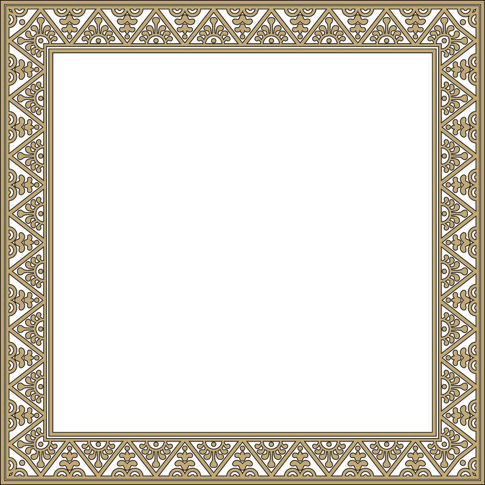 square gold with black border, frame, Pompeii. Rectangle Neopolitan ornament. Art of Ancient Rome. Template for stained glass vector