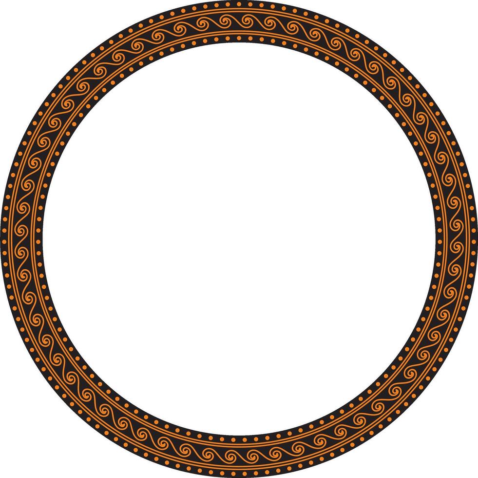 round orange classic frame. Greek wave meander. Patterns of Greece and ancient Rome. Circle european border vector