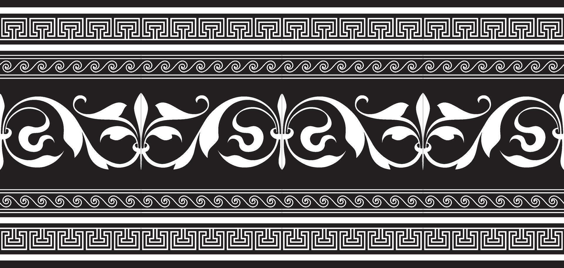 monochrome classic European national ornament, border, frame, meander. Endless pattern of Ancient Greece, Roman Empire. vector
