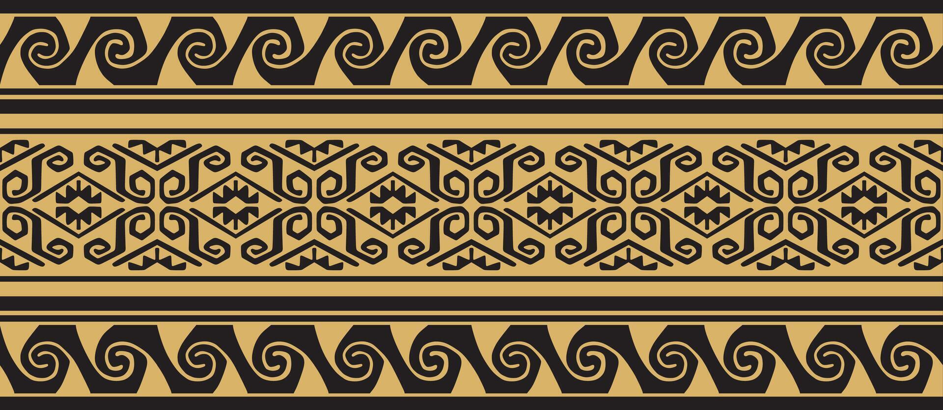 seamless golden border ornament. Native American tribes framework. vector