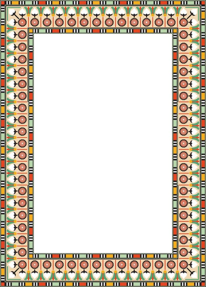 colored square Egyptian ornament. Endless Rectangle, Ring of Ancient Egypt. Geometric African frame. vector