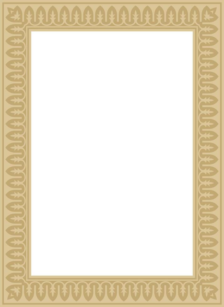 square golden national Persian ornament. Rectangle, frame, border, ethnic pattern of the peoples of Iran, Iraq, Tajikistan vector