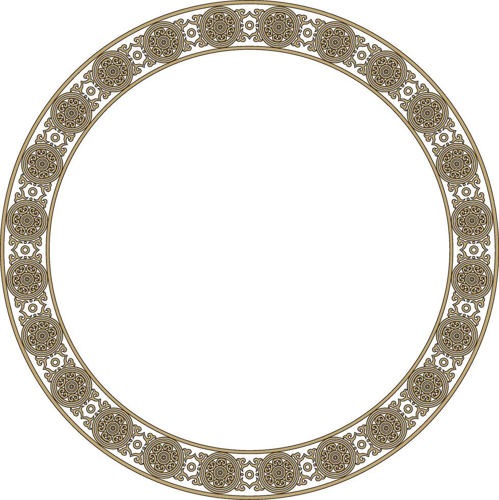 round gold and black ancient Russian ornament. Slavic border, frame. Circle, ring. Painting of the royal chambers. vector