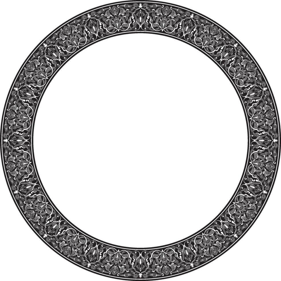 monochrome round oriental ornament. Arabic patterned circle of Iran, Iraq, Turkey, Syria. Persian frame, border. For sandblasting, laser and plotter cutting. vector