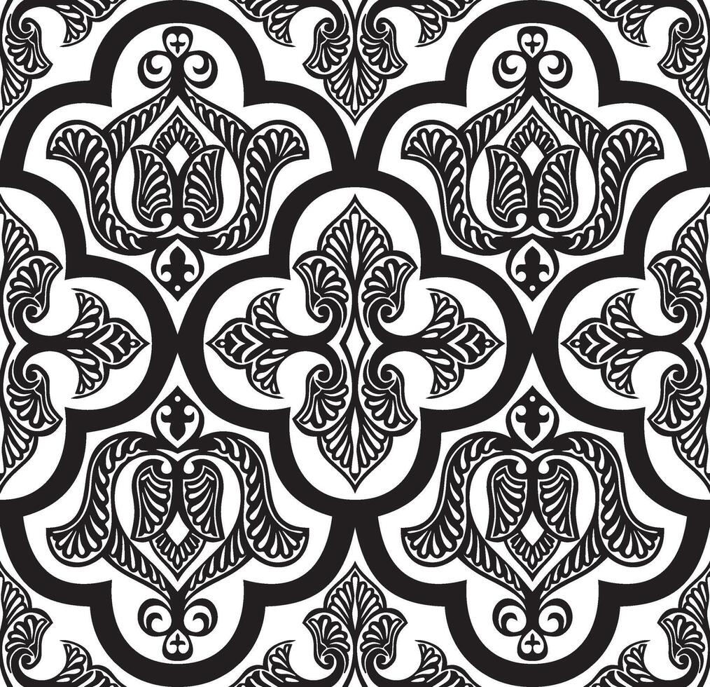 monocrome seamless oriental national ornament, background. Endless ethnic floral pattern of Arab peoples. Persian painting. For sandblasting, laser and plotter cutting. vector